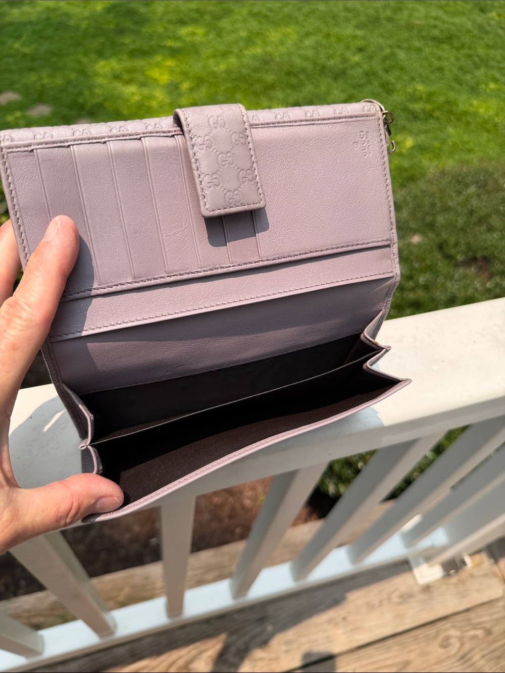 Gucci RARE Vintage LILAC Embossed GG Leather Wallet Clutch - Picture 15 of 17
